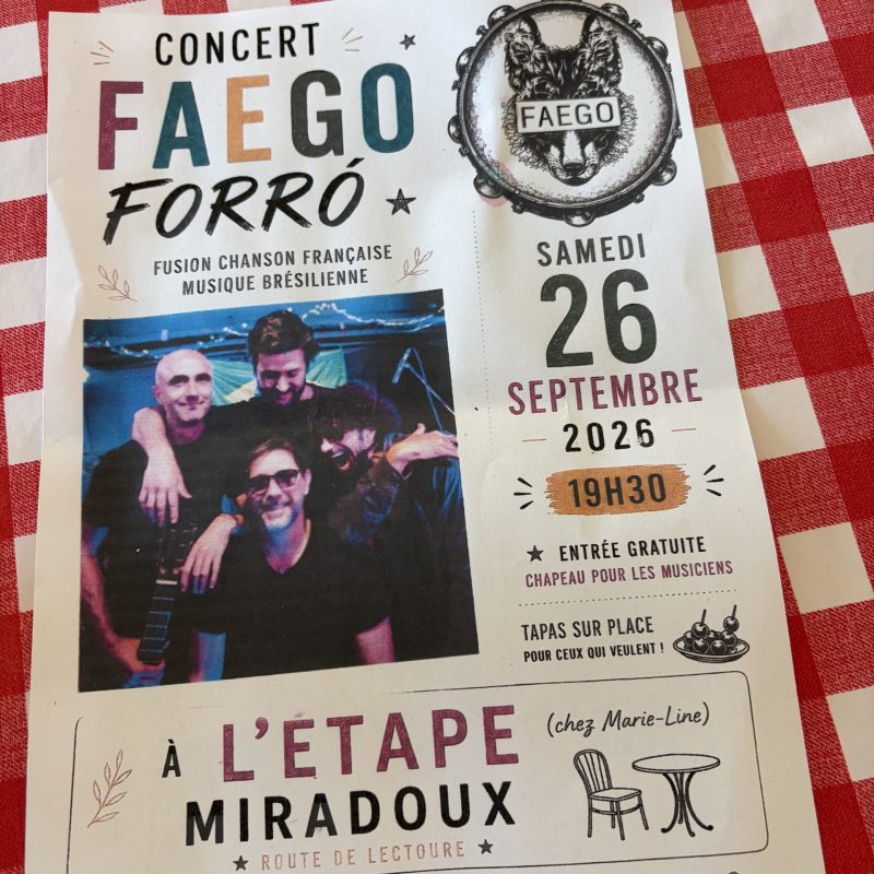 Concert Brésilien chez marie-line restaurant l'étape à Miradoux
